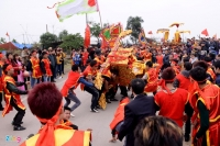 Kiệu chúa lật nhào trong lễ hội rước vua sống ở Hà Nội