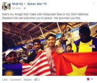Fan Việt gởi hình ảnh hoà bình khiến Malaysia cảm kích.