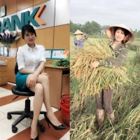 Cô gái xinh đẹp nổi tiếng vì bức hình đi gặt lúa