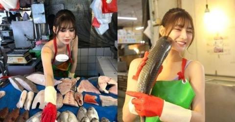'Hot girl bán cá' nổi tiếng Đài Loan vì xinh đẹp và thần thái rạng rỡ sáng bừng chợ cá
