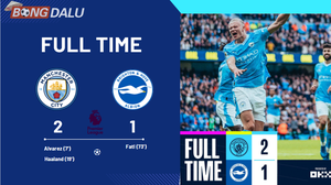 Man City 2-1 Brighton: Man City thắng liền 21 trận sân nhà